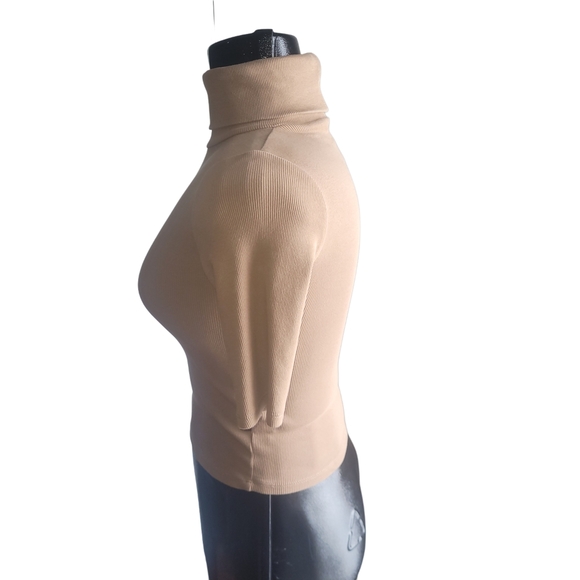 Zara Tan Cropped Turtleneck Top S - Picture 4 of 6